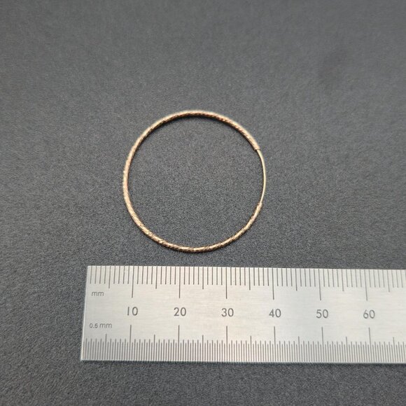 Rose Gold Over Sterling Silver Textured Hoop Earrings A6563 - Picture 5 of 6